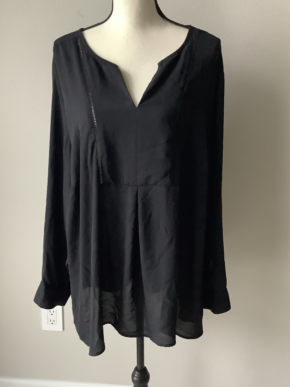 Lane Bryant Black Draped Asymmetrical Tunic Top 22/24